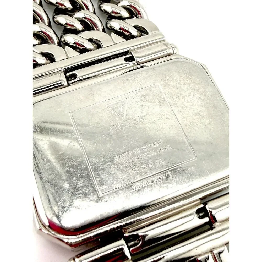 Y2K GUESS G11644L Women’s Watch Crystal Logo Triple Chain Silver New Battery
